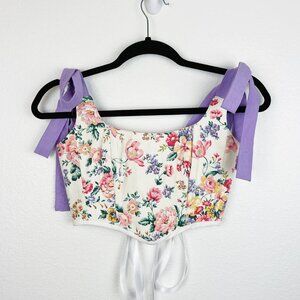 Hand Crafted Pastel Garden Print Corset – Soft Girl Bustier Cropped Top